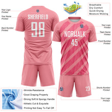 Laden Sie das Bild in den Galerie-Viewer, Custom Medium Pink White-Neon Pink Diagonal Stripes Sublimation Soccer Uniform Jersey