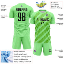 Загрузить изображение в средство просмотра галереи, Custom Pea Green Black-Aurora Green Diagonal Stripes Sublimation Soccer Uniform Jersey