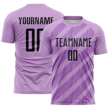Laden Sie das Bild in den Galerie-Viewer, Custom Light Purple Black-Medium Purple Diagonal Stripes Sublimation Soccer Uniform Jersey