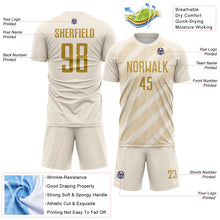 Laden Sie das Bild in den Galerie-Viewer, Custom Cream Old Gold-City Cream Diagonal Stripes Sublimation Soccer Uniform Jersey