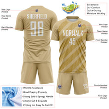 Laden Sie das Bild in den Galerie-Viewer, Custom Vegas Gold White-Old Gold Diagonal Stripes Sublimation Soccer Uniform Jersey