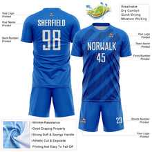 Laden Sie das Bild in den Galerie-Viewer, Custom Blue White-Royal Diagonal Stripes Sublimation Soccer Uniform Jersey