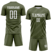 Laden Sie das Bild in den Galerie-Viewer, Custom Olive-White Diagonal Stripes Sublimation Soccer Uniform Jersey