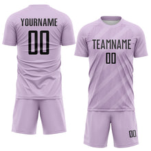 Laden Sie das Bild in den Galerie-Viewer, Custom Light Purple-Black Diagonal Stripes Sublimation Soccer Uniform Jersey
