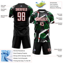 Load image into Gallery viewer, Custom Black White Green-Red Geometric Asymmetry Shatter Sublimation Soccer Uniform Jersey