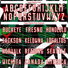 Load image into Gallery viewer, Custom Black White Green-Red Geometric Asymmetry Shatter Sublimation Soccer Uniform Jersey