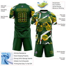 Load image into Gallery viewer, Custom Green Red White-Gold Geometric Asymmetry Shatter Sublimation Soccer Uniform Jersey