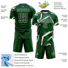Load image into Gallery viewer, Custom Green Orange-White Geometric Asymmetry Shatter Sublimation Soccer Uniform Jersey