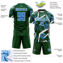 Load image into Gallery viewer, Custom Green Powder Blue Pink-White Geometric Asymmetry Shatter Sublimation Soccer Uniform Jersey