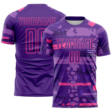 Load image into Gallery viewer, Custom Purple-Pink Abstract Geometric Stripe Fragment Sublimation Soccer Uniform Jersey