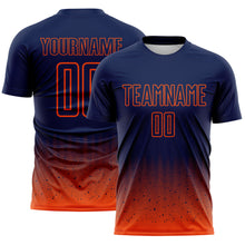 Charger l'image dans la galerie, Custom Navy-Orange Fade Wave Lines Splatter Sublimation Soccer Uniform Jersey