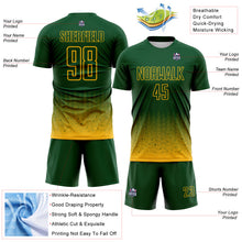 Charger l'image dans la galerie, Custom Green-Gold Fade Wave Lines Splatter Sublimation Soccer Uniform Jersey