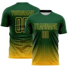 Charger l'image dans la galerie, Custom Green-Gold Fade Wave Lines Splatter Sublimation Soccer Uniform Jersey