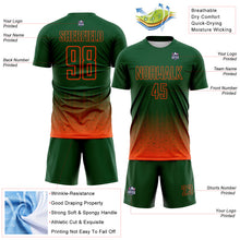 Laden Sie das Bild in den Galerie-Viewer, Custom Green-Orange Fade Wave Lines Splatter Sublimation Soccer Uniform Jersey