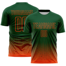Laden Sie das Bild in den Galerie-Viewer, Custom Green-Orange Fade Wave Lines Splatter Sublimation Soccer Uniform Jersey