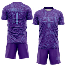 Charger l'image dans la galerie, Custom Purple-Light Blue Abstract Wave Lines Interlocking Sublimation Soccer Uniform Jersey