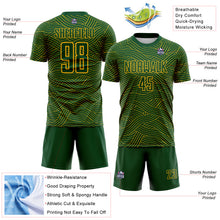 Charger l'image dans la galerie, Custom Green-Gold Abstract Wave Lines Interlocking Sublimation Soccer Uniform Jersey