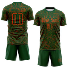 Laden Sie das Bild in den Galerie-Viewer, Custom Green-Orange Abstract Wave Lines Interlocking Sublimation Soccer Uniform Jersey