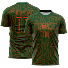 Laden Sie das Bild in den Galerie-Viewer, Custom Green-Orange Abstract Wave Lines Interlocking Sublimation Soccer Uniform Jersey