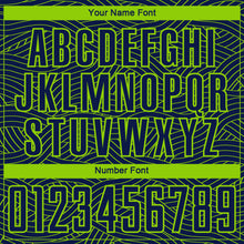 Laden Sie das Bild in den Galerie-Viewer, Custom Navy-Neon Green Abstract Wave Lines Interlocking Sublimation Soccer Uniform Jersey