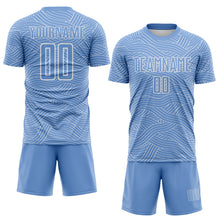 Laden Sie das Bild in den Galerie-Viewer, Custom Light Blue-White Abstract Wave Lines Interlocking Sublimation Soccer Uniform Jersey