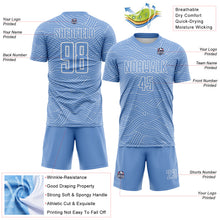 Laden Sie das Bild in den Galerie-Viewer, Custom Light Blue-White Abstract Wave Lines Interlocking Sublimation Soccer Uniform Jersey