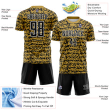 Charger l'image dans la galerie, Custom Old Gold Black-White Geometric Fragment Splatter Sublimation Soccer Uniform Jersey