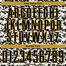 Laden Sie das Bild in den Galerie-Viewer, Custom White Black-Old Gold Geometric Fragment Splatter Sublimation Soccer Uniform Jersey