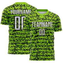 Laden Sie das Bild in den Galerie-Viewer, Custom Neon Green-Black Geometric Fragment Splatter Sublimation Soccer Uniform Jersey