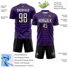Laden Sie das Bild in den Galerie-Viewer, Custom Purple White-Black Geometric Fragment Splatter Sublimation Soccer Uniform Jersey