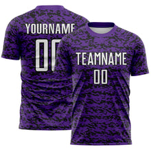 Laden Sie das Bild in den Galerie-Viewer, Custom Purple White-Black Geometric Fragment Splatter Sublimation Soccer Uniform Jersey