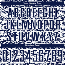 Laden Sie das Bild in den Galerie-Viewer, Custom White-Navy Geometric Fragment Splatter Sublimation Soccer Uniform Jersey