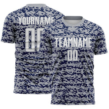 Laden Sie das Bild in den Galerie-Viewer, Custom Gray White-Navy Geometric Fragment Splatter Sublimation Soccer Uniform Jersey