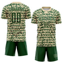 Laden Sie das Bild in den Galerie-Viewer, Custom Cream-Green Geometric Fragment Splatter Sublimation Soccer Uniform Jersey