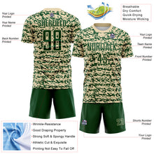 Laden Sie das Bild in den Galerie-Viewer, Custom Cream-Green Geometric Fragment Splatter Sublimation Soccer Uniform Jersey