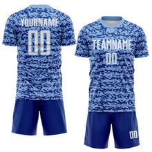 Laden Sie das Bild in den Galerie-Viewer, Custom Light Blue White-Royal Geometric Fragment Splatter Sublimation Soccer Uniform Jersey