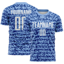 Laden Sie das Bild in den Galerie-Viewer, Custom Light Blue White-Royal Geometric Fragment Splatter Sublimation Soccer Uniform Jersey