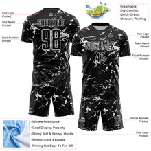 Laden Sie das Bild in den Galerie-Viewer, Custom Black-White Abstract Fluid Marble Sublimation Soccer Uniform Jersey