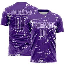 Laden Sie das Bild in den Galerie-Viewer, Custom Purple-White Abstract Fluid Marble Sublimation Soccer Uniform Jersey