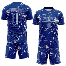 Загрузить изображение в средство просмотра галереи, Custom Royal-White Abstract Fluid Marble Sublimation Soccer Uniform Jersey