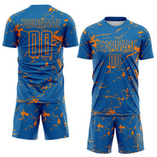 Загрузить изображение в средство просмотра галереи, Custom Blue-Bay Orange Abstract Fluid Marble Sublimation Soccer Uniform Jersey