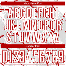 Laden Sie das Bild in den Galerie-Viewer, Custom White Red-Gray Brush Stroke Slashes And Dot Grid Sublimation Soccer Uniform Jersey
