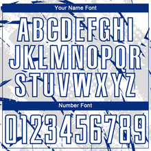 Laden Sie das Bild in den Galerie-Viewer, Custom White Royal-Gray Brush Stroke Slashes And Dot Grid Sublimation Soccer Uniform Jersey