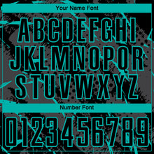 Laden Sie das Bild in den Galerie-Viewer, Custom Black Aqua-Gray Brush Stroke Slashes And Dot Grid Sublimation Soccer Uniform Jersey
