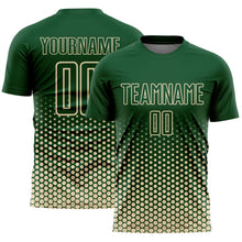 Charger l'image dans la galerie, Custom Green-Cream Geometric Hexagonal Dot Gradient Sublimation Soccer Uniform Jersey