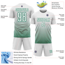 Laden Sie das Bild in den Galerie-Viewer, Custom White-Kelly Green Geometric Hexagonal Dot Gradient Sublimation Soccer Uniform Jersey