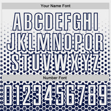 Load image into Gallery viewer, Custom White-Navy Geometric Hexagonal Dot Gradient Sublimation Soccer Uniform Jersey