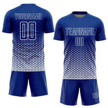 Charger l'image dans la galerie, Custom Royal-White Geometric Hexagonal Dot Gradient Sublimation Soccer Uniform Jersey