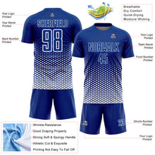 Charger l'image dans la galerie, Custom Royal-White Geometric Hexagonal Dot Gradient Sublimation Soccer Uniform Jersey
