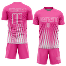Загрузить изображение в средство просмотра галереи, Custom Pink-White Geometric Hexagonal Dot Gradient Sublimation Soccer Uniform Jersey